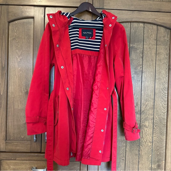 Nautica Jackets & Blazers - Vintage Nautica Red Raincoat Trenchcoat